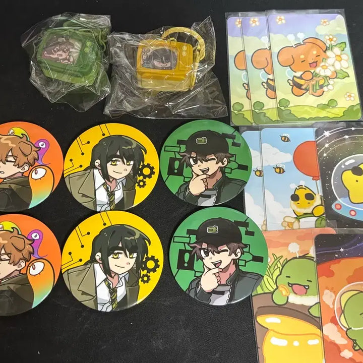 [BUNJANG] Deok-gae Gak-byeol Dinosaur Can Badge, TV Keyring, Photocard Bundle Set / [급전|일괄]덕개 각별 공룡 캔뱃지 티비키링 포토카드