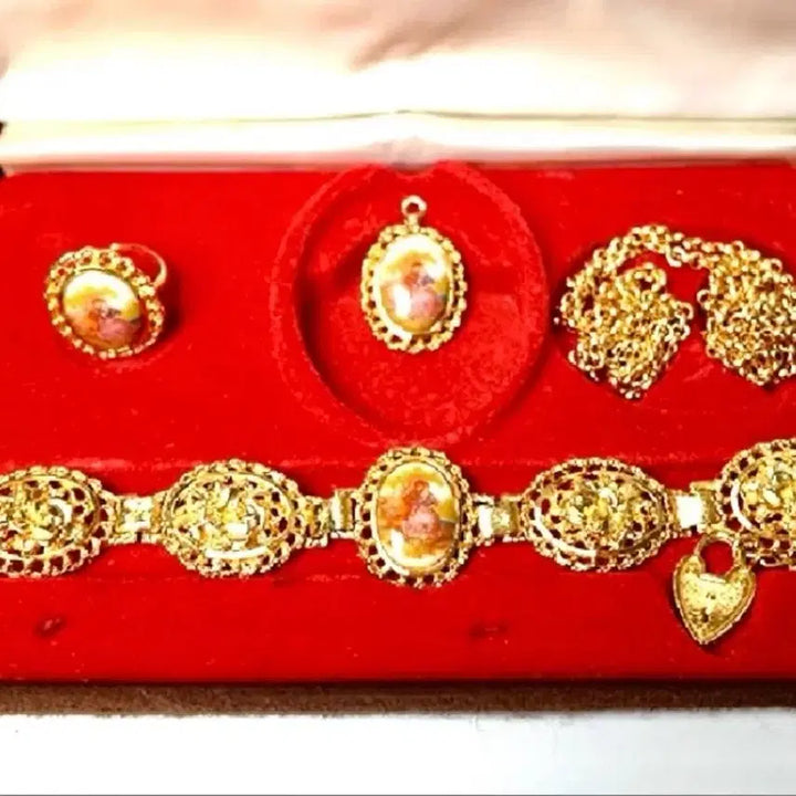 [BUNJANG] Limoges Porcelain Lover Motif Jewelry Set / 프랑스 리모지 연인 주얼리