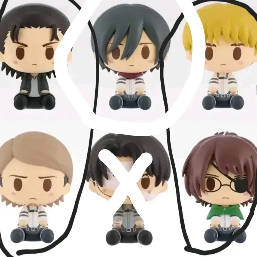 [BUNJANG] Attack on Titan Chocokko Figure Bundle (Set of 5) / 진격의거인 제일복권 초코노코 5개 비닐 미개봉 새상품