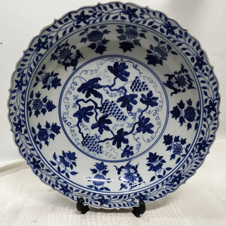 [BUNJANG] Blue and White Porcelain Large Serving Platter / 청화백자 중국도자기 큰그릇 대반 접시