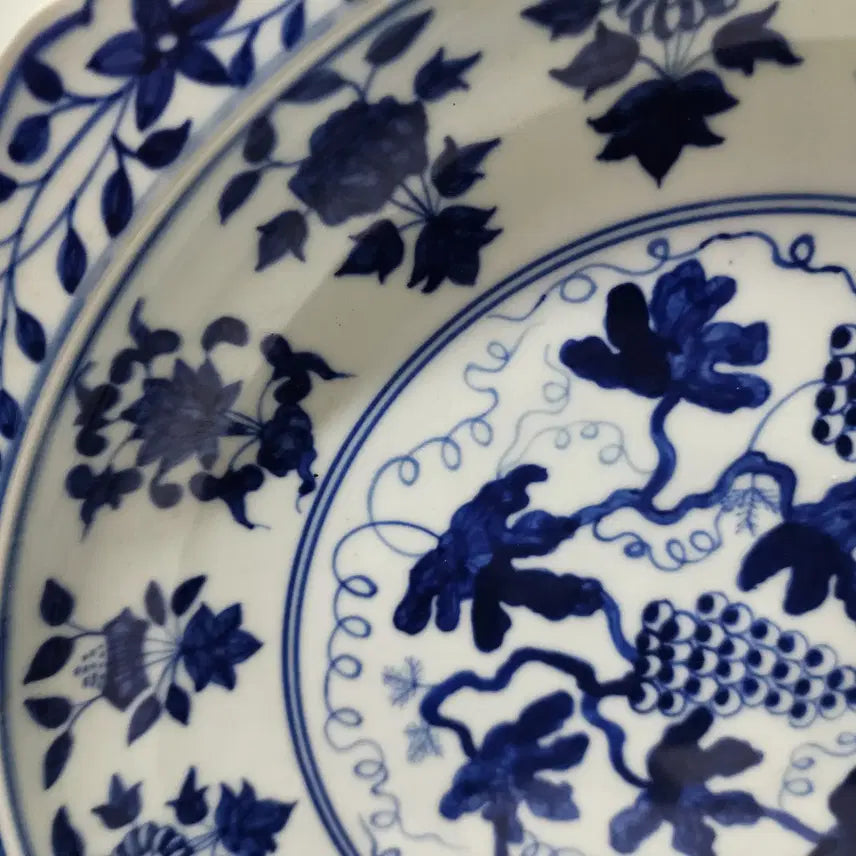 [BUNJANG] Blue and White Porcelain Large Serving Platter / 청화백자 중국도자기 큰그릇 대반 접시