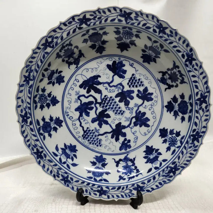 [BUNJANG] Blue and White Porcelain Large Serving Platter / 청화백자 중국도자기 큰그릇 대반 접시