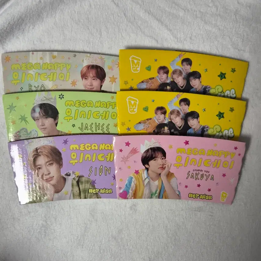 [BUNJANG] NCT WISH MBC 2024 Cup Holder Bundle (Ryo, Jaehee, Sion, Sakuya) / 엔시티위시 메가커피 컵홀더 일괄 료 재희 시온 사쿠야