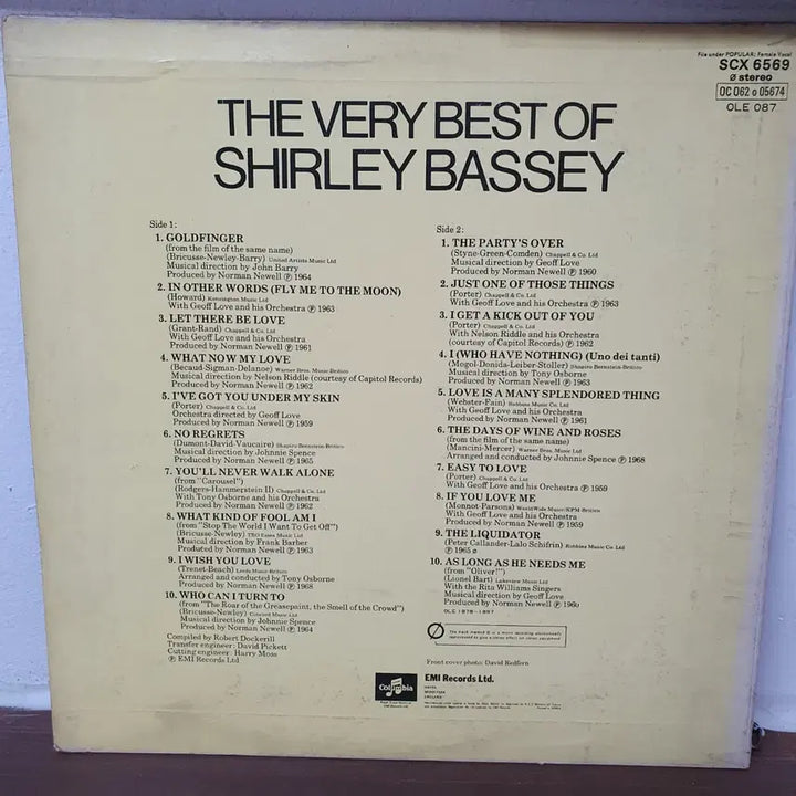 [BUNJANG] Shirley Bassey Best LP Oasis Records / 셜리 바실리 베스트 LP  오아시스레코드