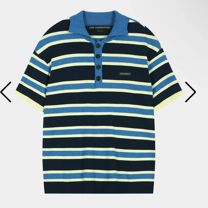 [BUNJANG] ANDERSON BELL BRAD STRIPE POLO SWEAT (Size M) / 박지훈 같은 자리 상의 앤더슨벨 BRAD STRIPE POLO SWEAT