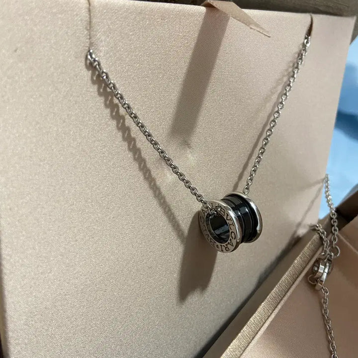 [BUNJANG] Bvlgari 925 Silver Black Ceramic Save the Children Unisex Necklace with Box Set / 불가리 925 실버 세라믹 목걸이 남녀공용 커플목걸이 박스풀세트