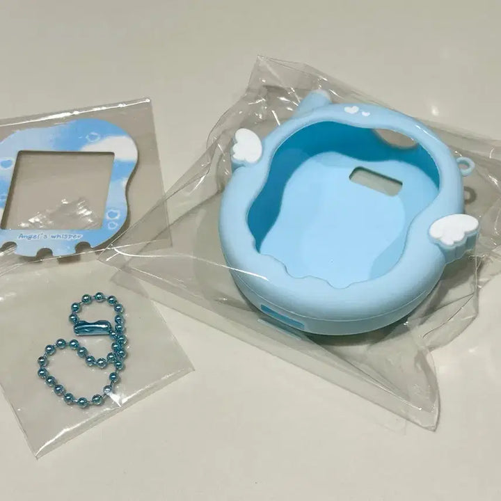 [BUNJANG] Tamagotchi Uni Angel Wing Case Set Blue with Strap / [새상품 일괄] 다마고치 유니 케이스 엔젤윙 세트 블루 속지 군번줄 포함