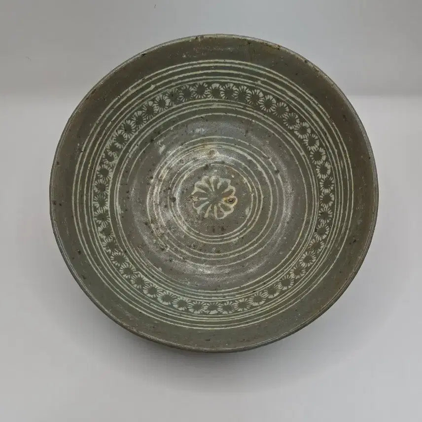 [BUNJANG] Antique Buncheong Ware Inhwa (Incised) Bowl / 골동품 분청자 인화문 발