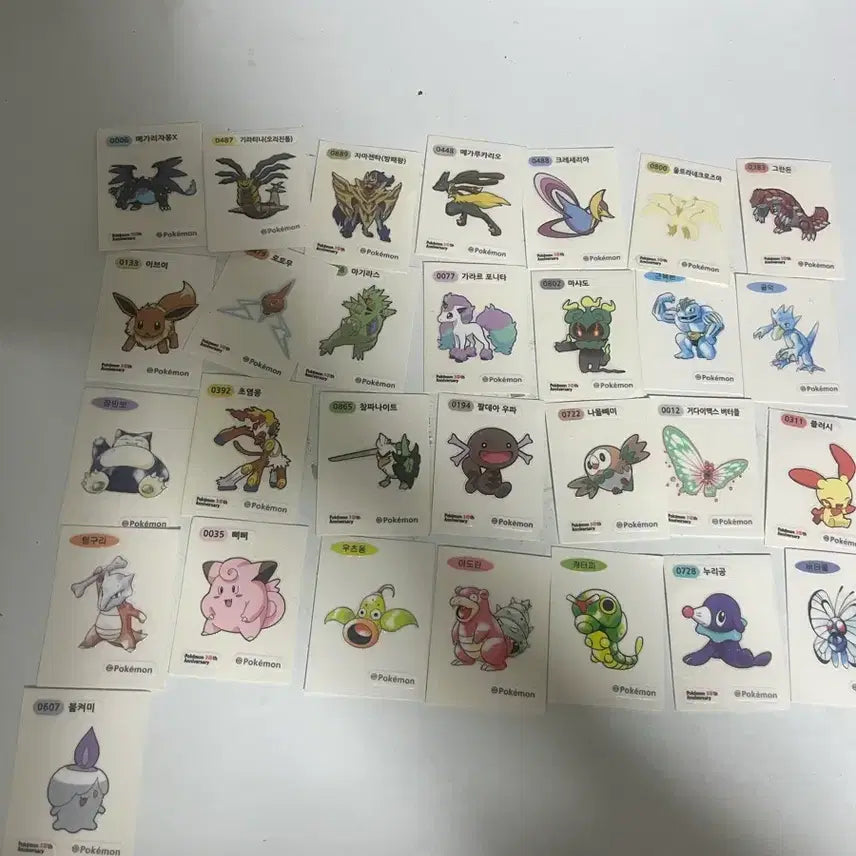 [BUNJANG] Pokemon 30th Anniversary Stickers Bundle - Mega Charizard X, Giratina, Mega Lucario, Groudon / 포켓몬 30주년 띠부씰 일괄 메가리자몽x 기라티나 메가 루카리오 그란돈