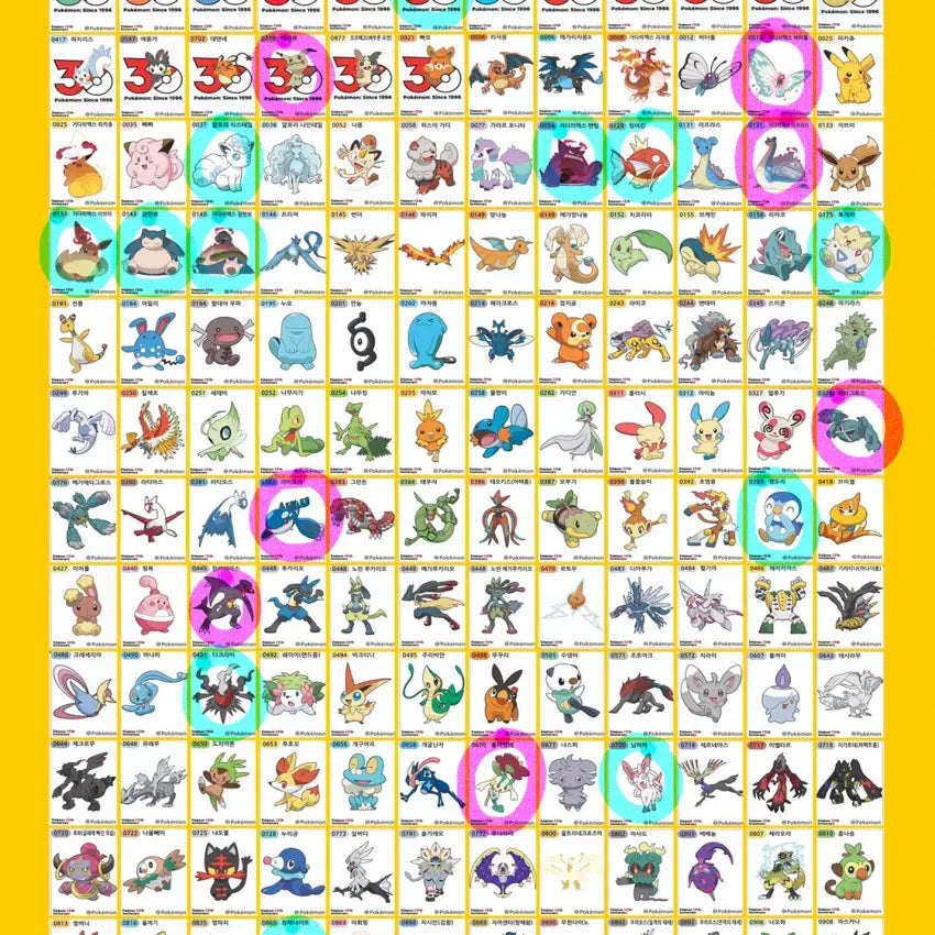 [BUNJANG] Pokemon 30th Anniversary Snorlax Sticker Seal (Set of 3) / 포켓몬 띠부씰 !로고따라큐/메타그로스/가이오가/한카리아스/거다이맥스 라프라스, 버터플!