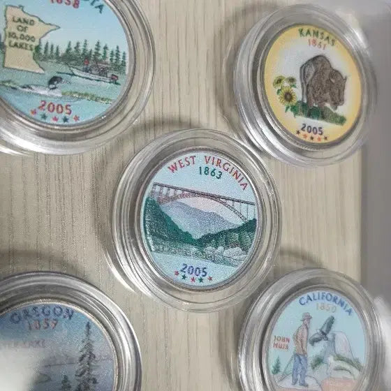 [BUNJANG] 2005 US State Quarters 5-Coin Set (Minnesota, Kansas, Oregon, West Virginia, California) / 미국 주화 5종 세트 2005년 (미네소타, 캔자스, 오리건, 웨스트버지
