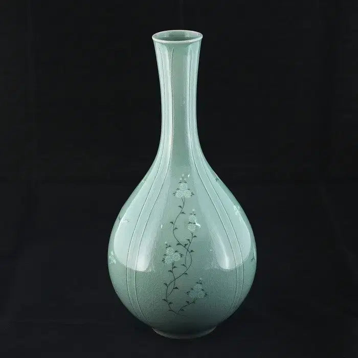 [BUNJANG] Donggok Kim Jung-mook Celadon Chrysanthemum Vase / 청자상감국화문주병 동곡 김정묵 진품 도자기 팝니다