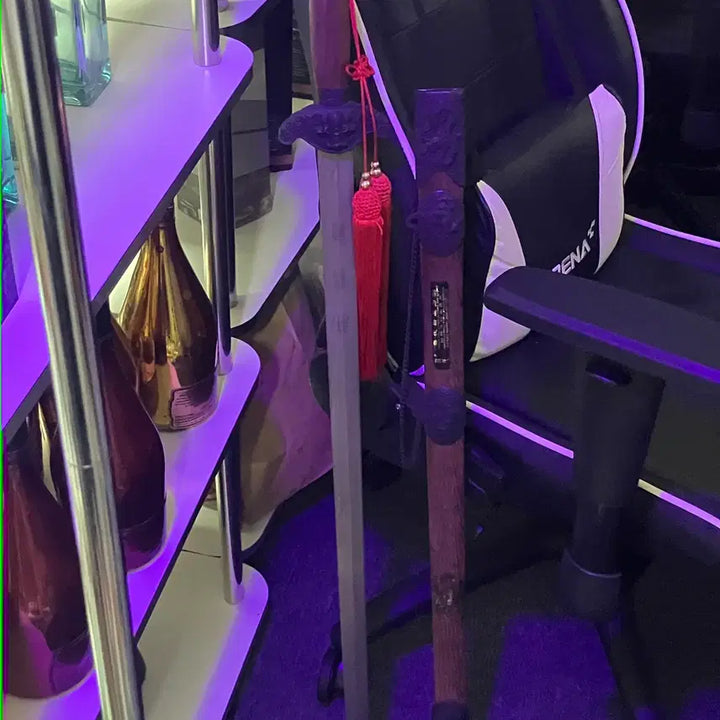 [BUNJANG] Antique Korean Shamanic Sword (Sin-kal) - Metal Blade, Decorative Dagger with Wooden Sheath / [골동품/민속품] 무속 대신검 / 신칼 쇠날 장식용 가검 (우드 검집 세