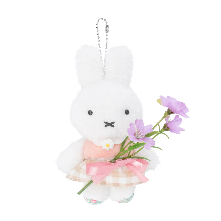 [BUNJANG] Miffy Flower Plush Keychain Pink Check Dress Limited Edition / MIFFY 미피 플라워 봉제 인형 키링_ 핑크 체크 원피스 (한정판)