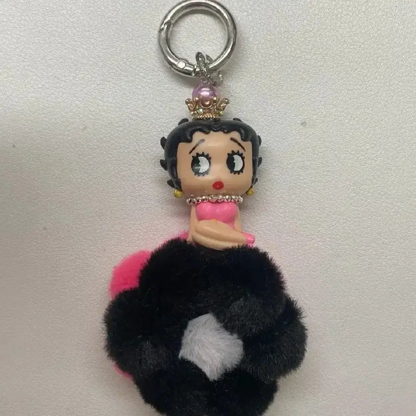 [BUNJANG] Betty Boop Vintage Japan Pompom Keychain / 고전 일본 베티붑 정품 키링 폼폼이 키링 고전문구 고전키링