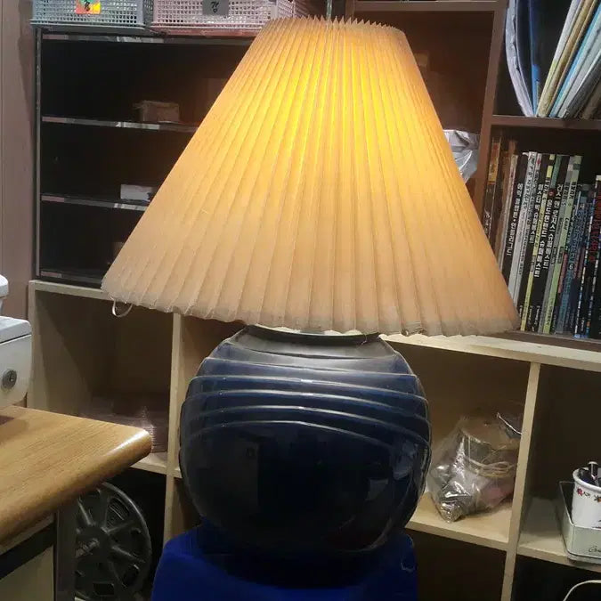 [BUNJANG] Vintage Cobalt Blue Ceramic Table Lamp / 미국 도자기 스탠드