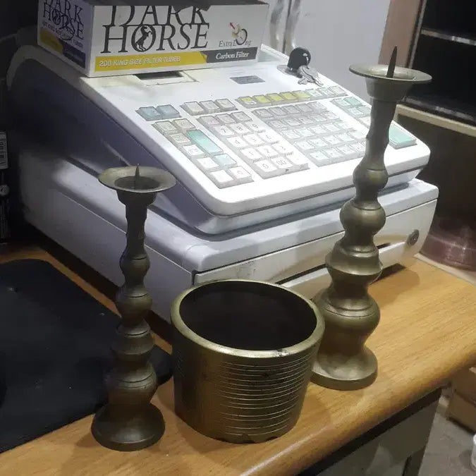 [BUNJANG] Antique Brass Candlestick and Incense Burner Set / 1950 동촛대와 향로
