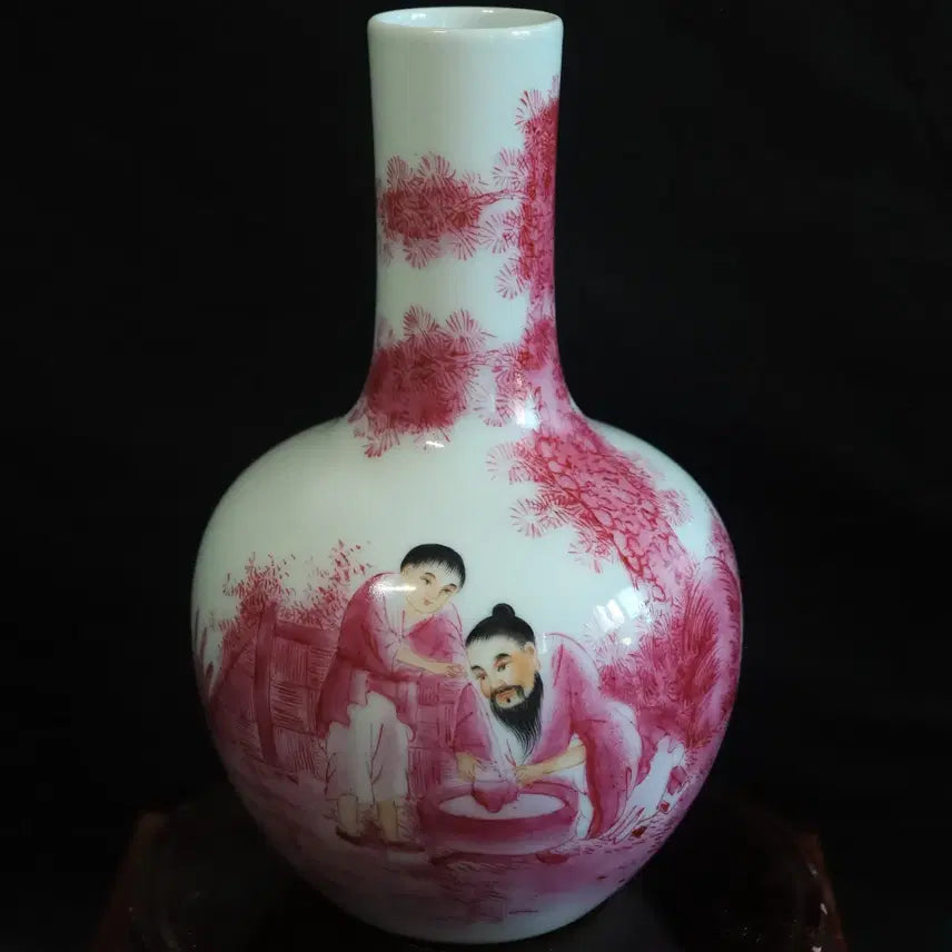 [BUNJANG] Chinese Porcelain Tianqiu Bottle / 중국 도자기 연지홍 천구병