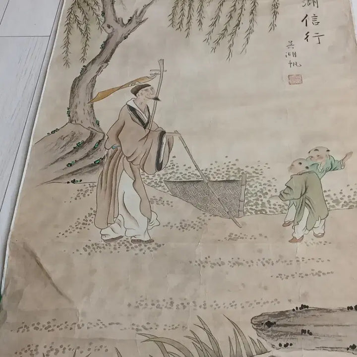 [BUNJANG] Chinese Late Qing Dynasty Figure Painting by Wu Junjiangfan / 중국청말민초 고사인물도 강호신행 오군강범작