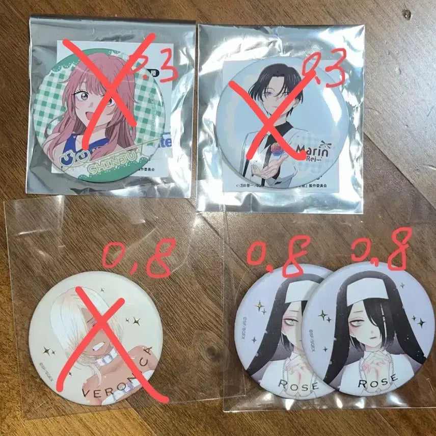 [BUNJANG] The Roselia Bisque Doll Exhibition Badge Set: Shinju, Veronica, Rosé / 그 비스크돌은 사랑을한다 그비돌 뱃지 원화전시회 신쥬 레이 베로니카 로제