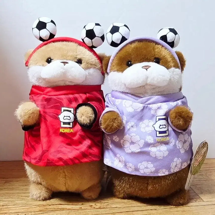 [BUNJANG] Woosoo Woosoo-chan Soccer Player Brown &amp; Dark Brown 27cm Doll Set / (세트)축구선수 우소우소짱 브라운, 다크브라운 27cm 인형 세트