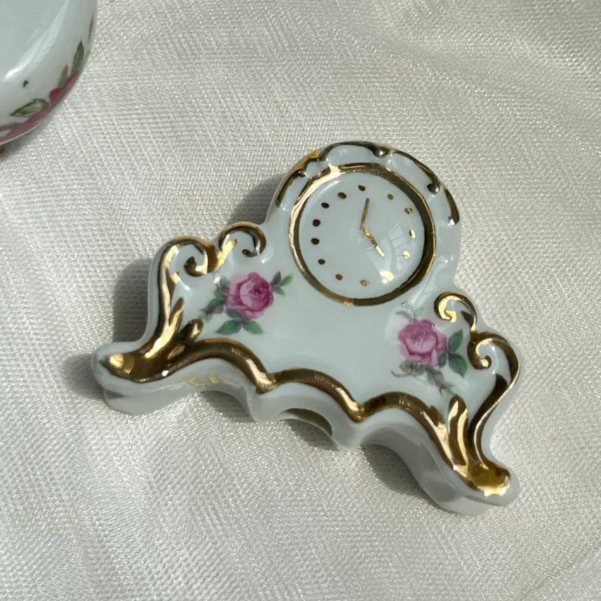 [BUNJANG] Vintage Limoges Miniature Desk Clock / (반짝할인)빈티지 리모주 리모지 미니어처 탁상시계 +포셀린 오일램프