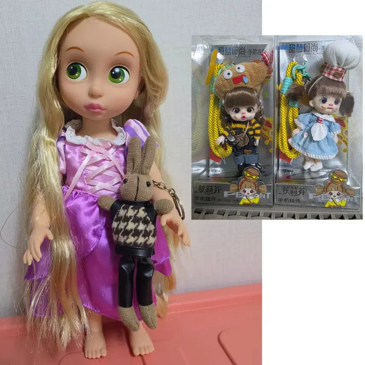 [BUNJANG] Disney Baby Doll Rapunzel &amp; Mini Articulated Doll Set / 디즈니베이비돌 라푼젤 + 미니관절인형 2개