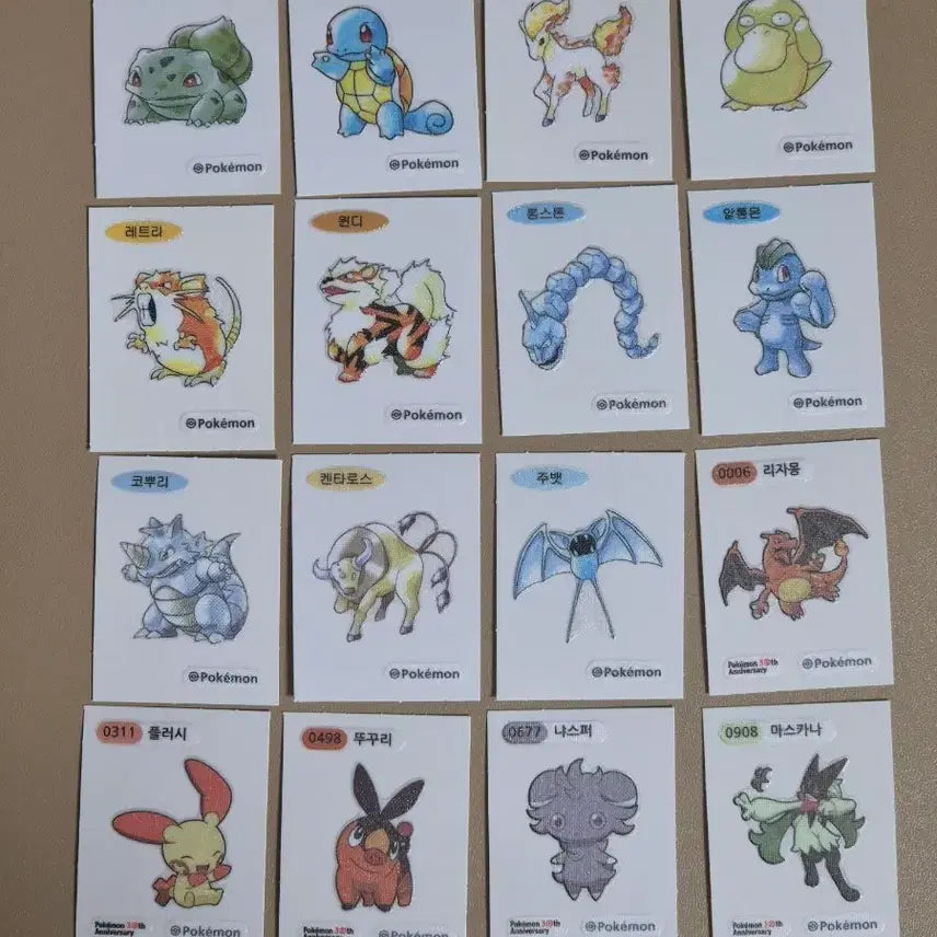 [BUNJANG] Pokemon 30th Anniversary Bread Stickers Bundle Set / 포켓몬스터 30주년 띠부씰 16장 일괄판매 합니다