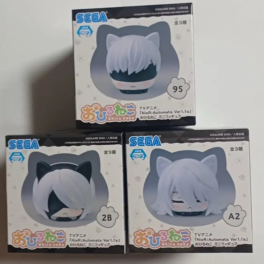 [BUNJANG] Square Enix NieR:Automata Cat Ear Mini Figure 3-Type Bundle Set / 세가 오히루네코 니어 오토마타 2B 9S A2 피규어 3종 세트 일괄
