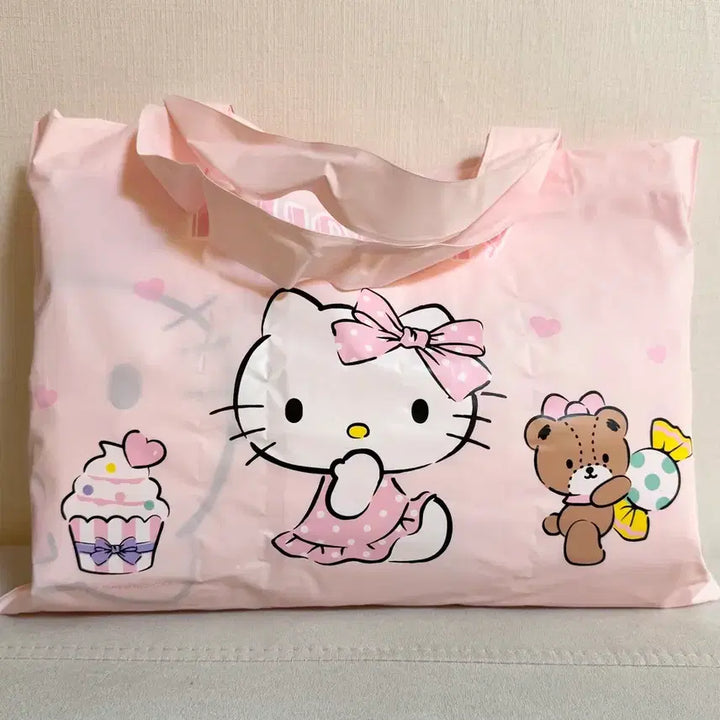 [BUNJANG] Hello Kitty Pink Raincoat &amp; Pouch Set / 헬로키티 핑크 우비 파우치 세트 새상품