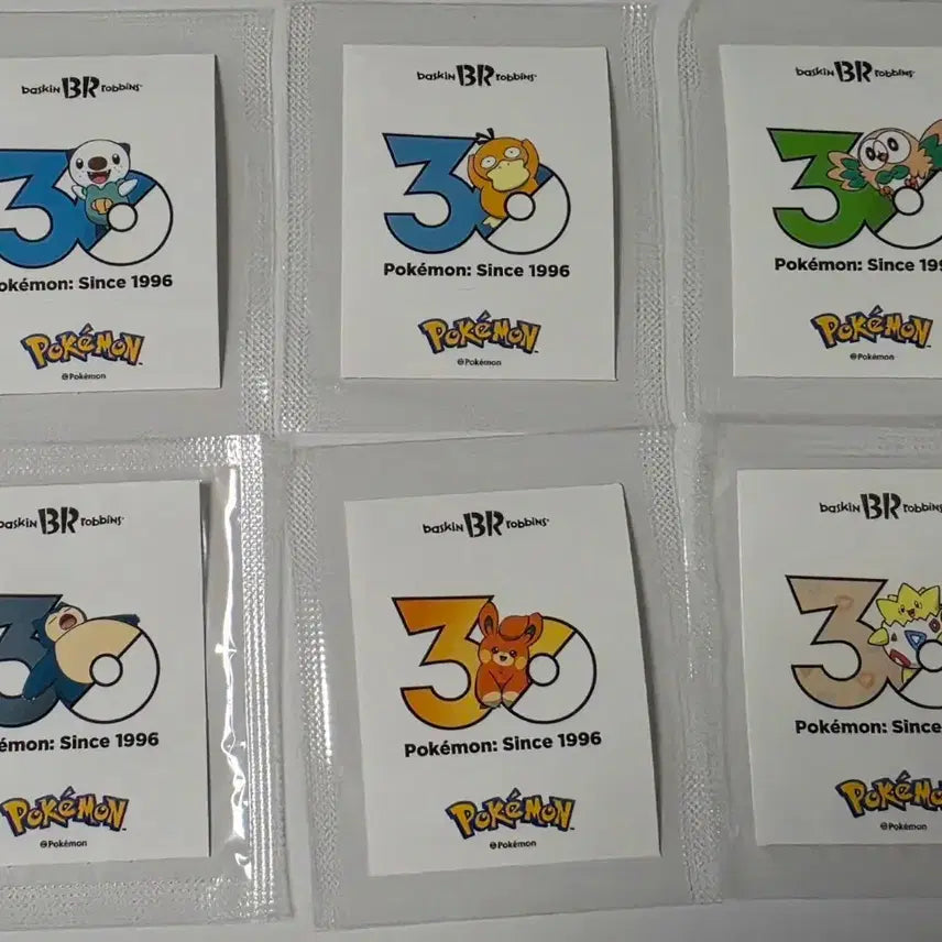 [BUNJANG] Baskin Robbins Pokemon 30th Anniversary Sticker Set / 배라 포켓몬 30주년 기념 스티커 6종