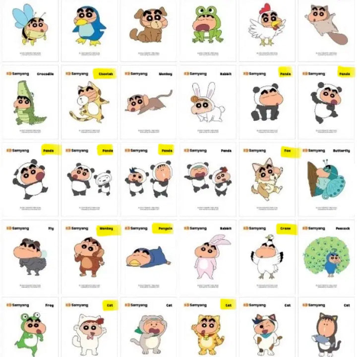 [BUNJANG] Samyang Crayon Shin-chan Animal Series Sticker / 삼양 짱구 띠부띠부씰 동물 시리즈 교환