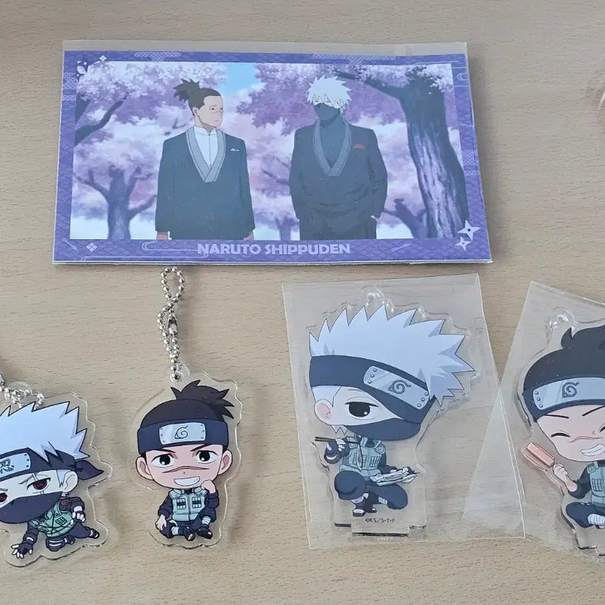 [BUNJANG] Naruto Kakashi &amp; Iruka Acrylic Set with Wedding Postcard / 나루토 카카시 이루카 아크릴 세트