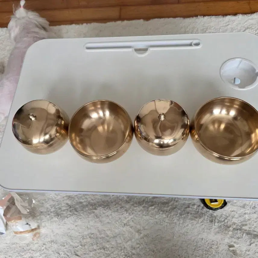 [BUNJANG] Set of 2 Elegant Gold Celadon Trays / 굽있는옥바리
