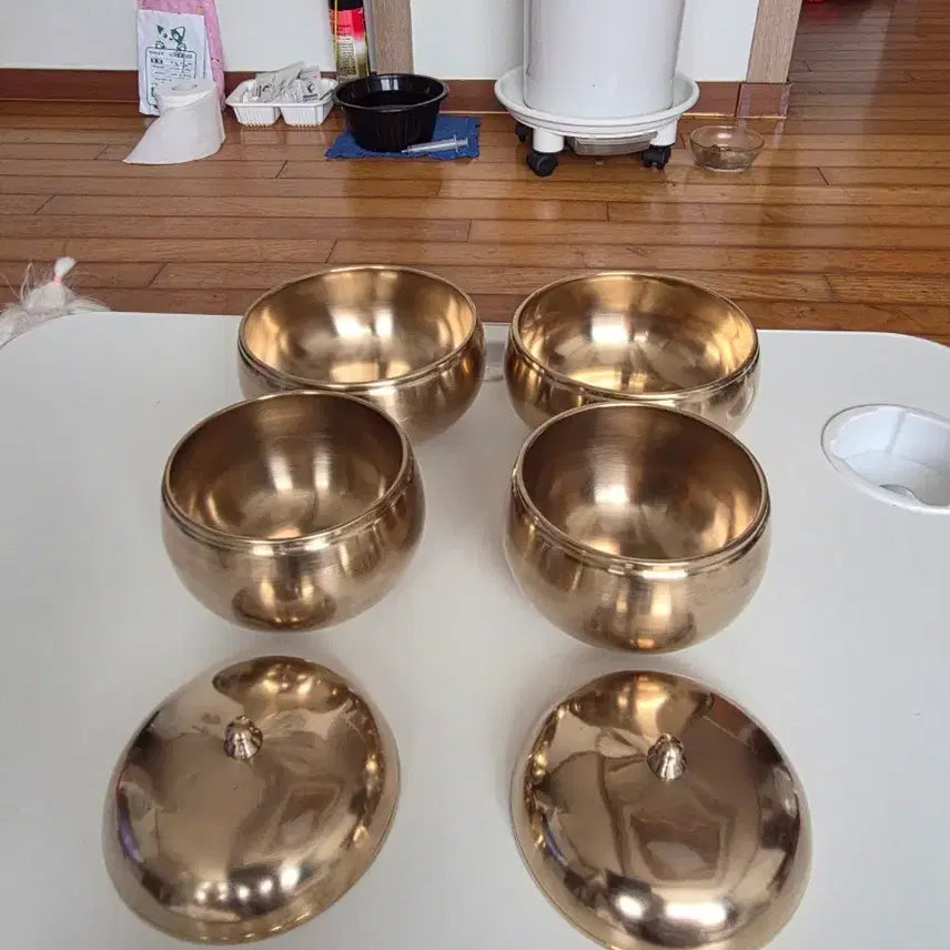 [BUNJANG] Set of 2 Elegant Gold Celadon Trays / 굽있는옥바리