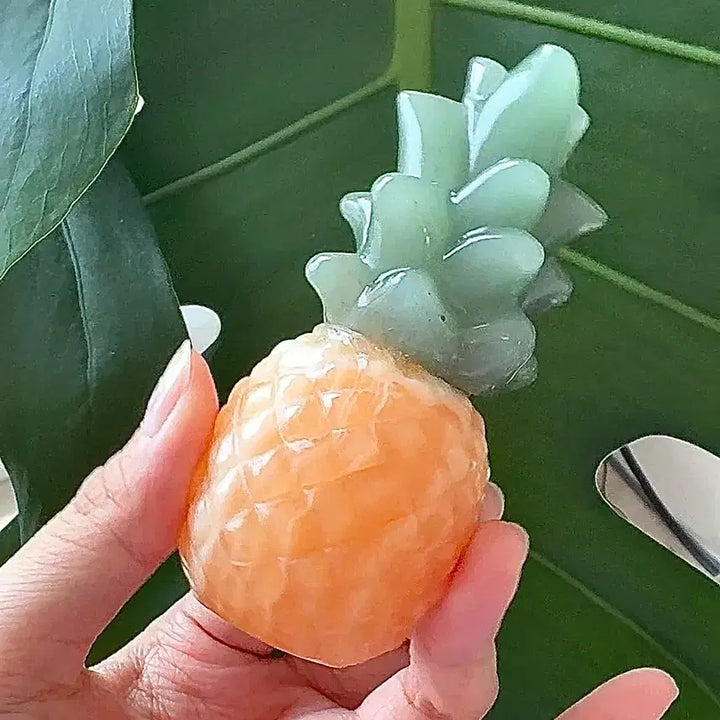 [BUNJANG] Honey Calcite &amp; Green Aventurine Pineapple Carving / [천연원석] 파인애플 카빙  허니칼사이트 &amp; 그린 아벤츄린
