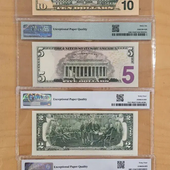 [BUNJANG] United States Currency Set: $10, $5, $2, $1 Bills / 미국 지폐 10달러 5달러 2달러 1달러 세트