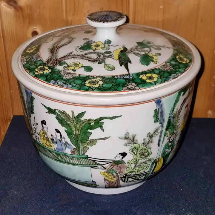 [BUNJANG] Kangxi Period Enamel Figure Large Porcelain Jar / 강희년제 분채 영인문 대형합 높이23 지24.5 중국도자기 고도자 골통품