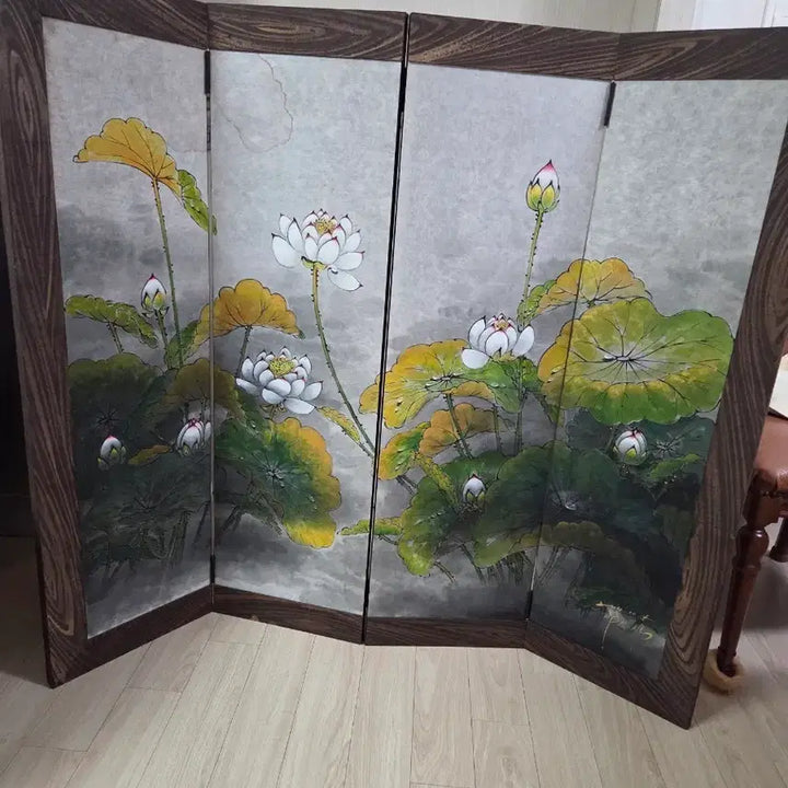 [BUNJANG] Lotus Painting Folding Screen / 연꽃 그림 접이식 병풍