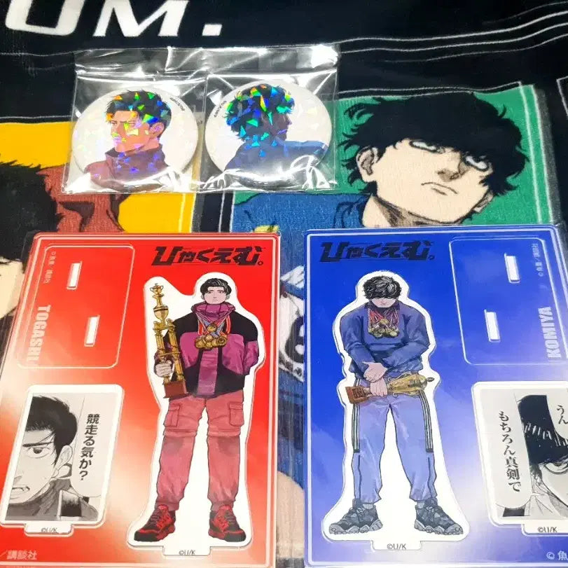 [BUNJANG] 100m Original Art Acrylic Set &amp; Hologram Badge Set (Togashi, Komiya) / 100미터 100M 햐쿠엠 백미터 원화 아크릴, 뱃지 토가시코미야양도