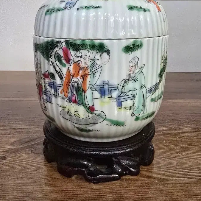 [BUNJANG] Celadon Porcelain Jar with Figure Painting / 분체 고사인물문 유개호