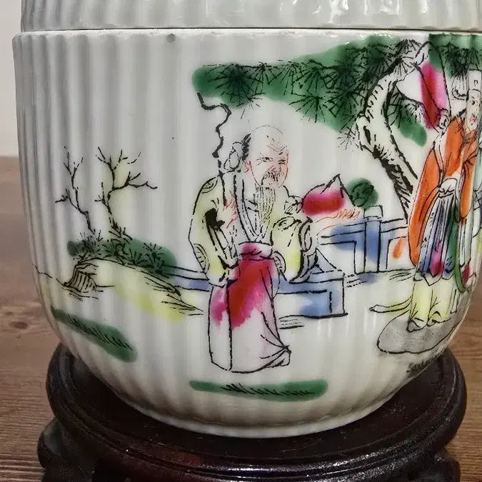 [BUNJANG] Celadon Porcelain Jar with Figure Painting / 분체 고사인물문 유개호