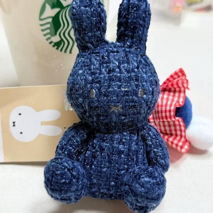 [BUNJANG] Miffy Blue Tweed Keyring Plush Doll / 미피 블루 트위드 키링 인형