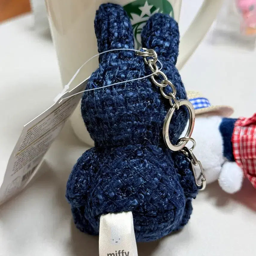 [BUNJANG] Miffy Blue Tweed Keyring Plush Doll / 미피 블루 트위드 키링 인형
