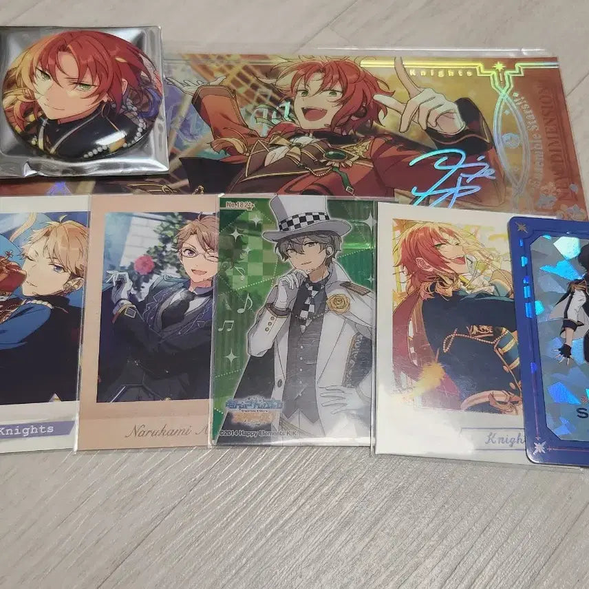 [BUNJANG] Ensemble Stars! Knights Leo, Arashi, Izumi, Ritsu Aurora Ticket Pashacard &amp; Can Badge Bundle Set / 앙스타 나이츠 레오 아라시 이즈미 리츠 이베코레 캔뱃지 오로라티켓 파샤
