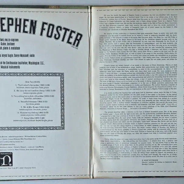 [BUNJANG] Stephen Foster Song Collection LP (Nonesuch Records H-71268, 1972) / 포스터 가곡집 LP ( Nonesuch, 이 한장의 명반 추천반)