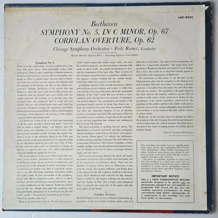 [BUNJANG] Fritz Reiner Beethoven Symphony No. 5 LP (Living Stereo Shaded Dog) / 프리츠 라이너 -베토벤 교향곡5번 LP (리빙스테레오 Shade Dog)