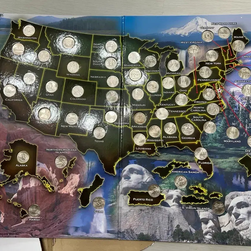 [BUNJANG] Complete Set of 56 US National Park Quarters with Collector&