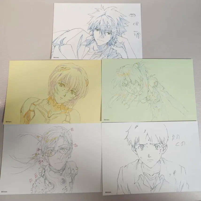 [BUNJANG] Evangelion Exhibition Postcard Set (5 Types) / 에반게리온 전시회 엽서 5종 세트