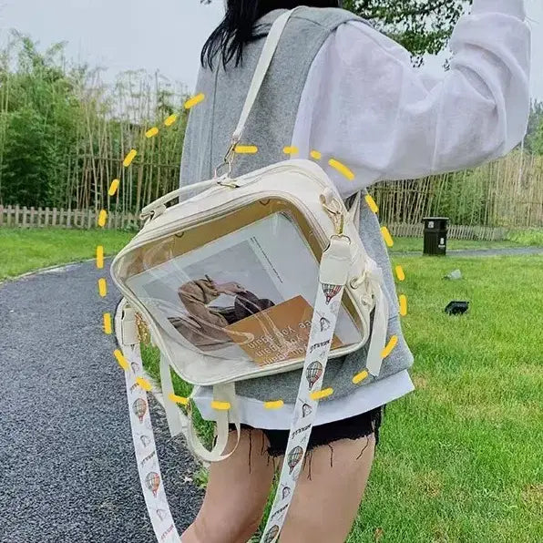 [BUNJANG] Ita Bag Transparent Strap Backpack / 흰색 아이보리색 이타백 인형가방 인형용가방 투명 스트랩 백팩